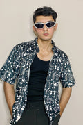 Warli Art Print (Black) Oversized Men's Shirt